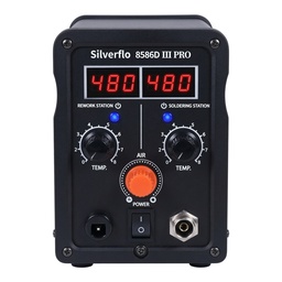Estación de Soldadura Silverflo 8586D III PRO 2 en 1 Aire Caliente y Soldador Doble Display Digital SMD