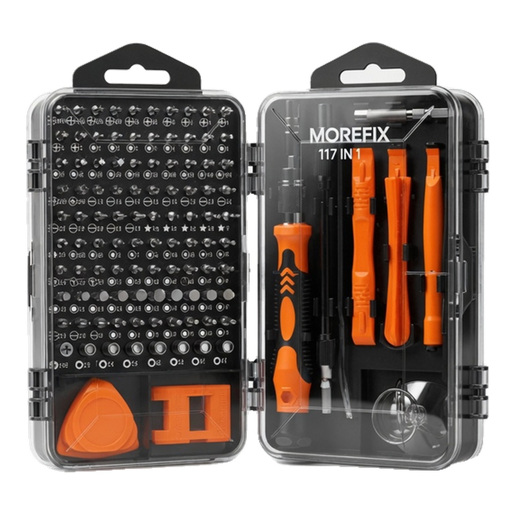 Juego de Destornilladores de Precisión MOREFIX 117 en 1 con Puntas Triángulo para iPhone Android Laptop Reloj y Gafas — foto 3