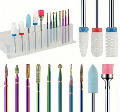 Set Mixto de Brocas para taladro de uñas- cerámica y manicura rusa (13 Piezas).