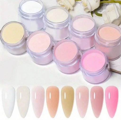 Set de 8 colores de polvo para inmersión de uñas de 0.35oz / Polvo acrílico puro.