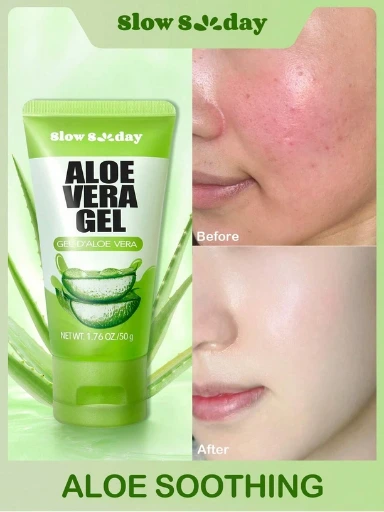 Gel de Aloe Vera Slow Sunday 50g, Cuidado de la piel de Corea, Hidratante y Humectante, Calmante después del sol, Portátil, Hidratante base, Suaviza las líneas finas, Minimiza los poros, Perfecto como base de maquillaje, Adecuado para el verano, Y2K