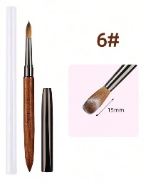 Pincel de arte de uñas para aplicación de acrílico (#6), 100% de pelo de visón y mango de palisandro.