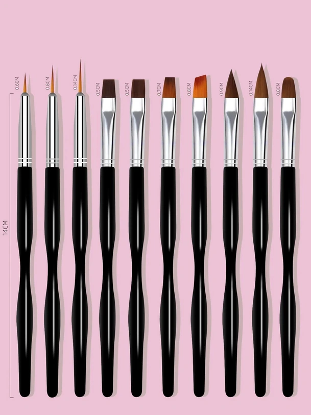 [sb2204192568831381] Set de 10 piezas de pinceles para arte de uñas