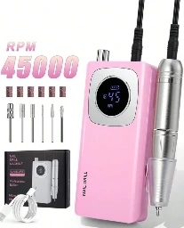 Taladro eléctrico portátil recargable de 45000RPM, para salón de uñas