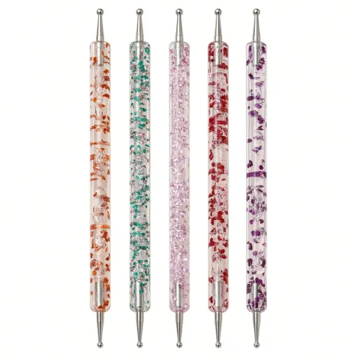 Set de 5 piezas Bolígrafos de puntos de colores brillantes para diseño de arte de uñas.