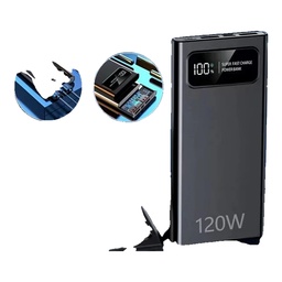 Batería externa portátil de alta capacidad. Cargador USB portátil con dispositivos Android/iPhone (2 salidas USB, Tipo-C, Micro), batería de polímero de litio con LED y pantalla digital, segura y estable