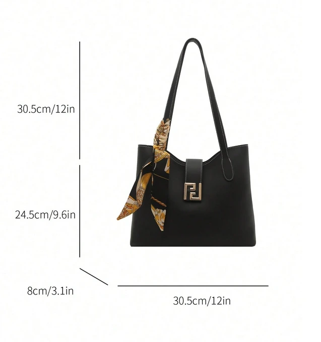 [sg25050225295666511] Bolso de hombro de PU con decoración de pañuelo