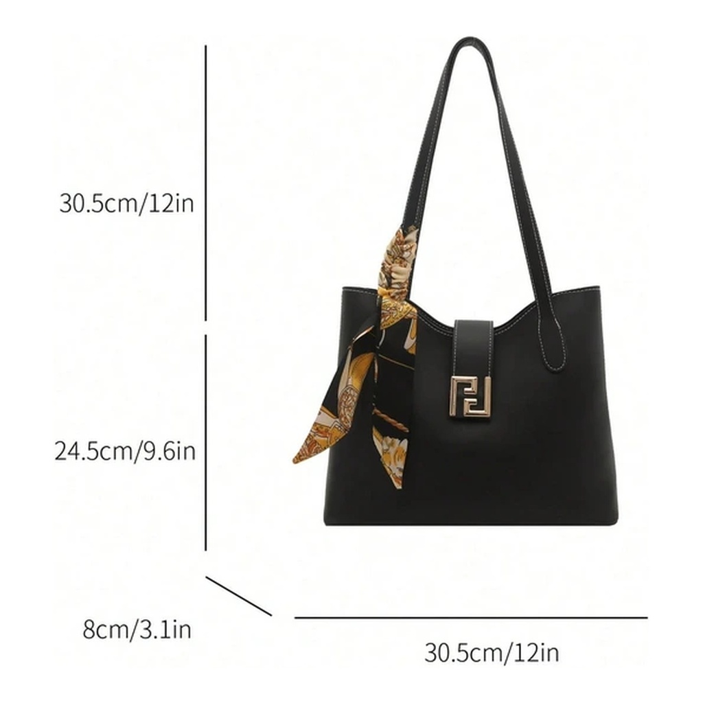 Bolso de hombro de PU con decoración de pañuelo