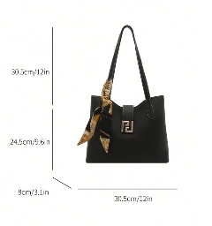 Bolso de hombro de PU con decoración de pañuelo