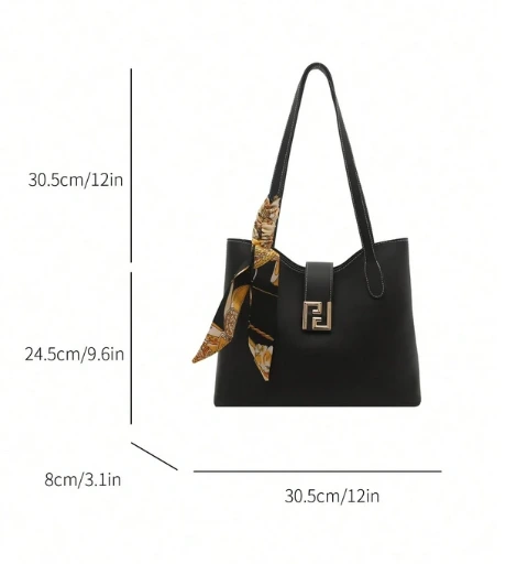 Bolso de hombro de PU con decoración de pañuelo