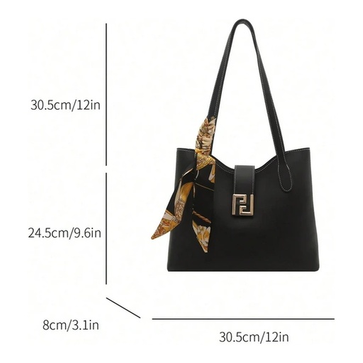 Bolso de hombro de PU con decoración de pañuelo