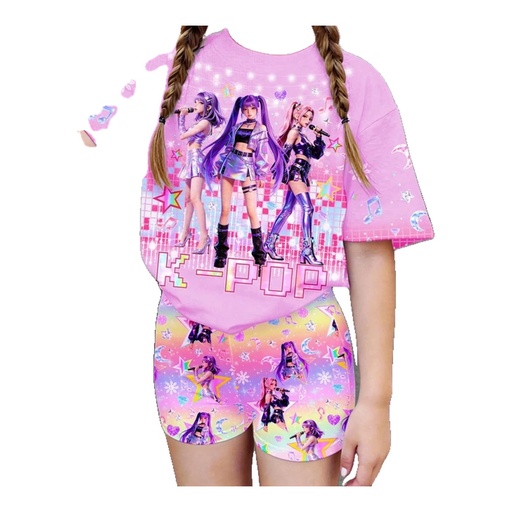 Conjunto de camiseta y short de verano, temática KPOP