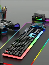 Set de teclado de juegos y ratón con retroiluminación de siete colores.