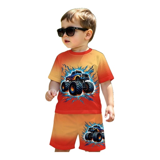 Conjunto de niño: camiseta y short, Monster Trucks