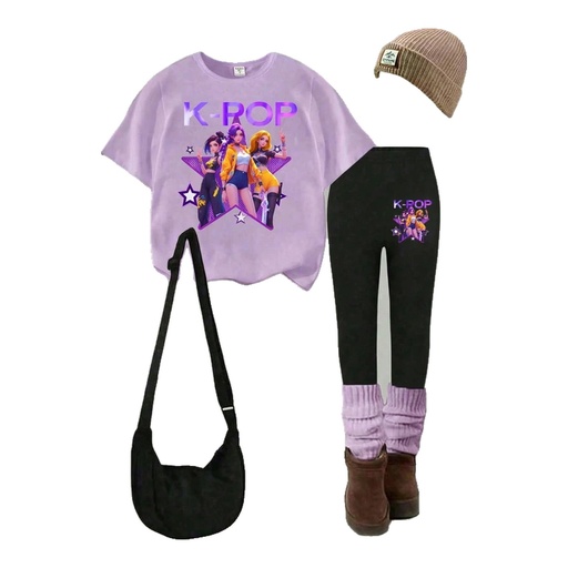 Conjunto de niña: manga corta y pantalón largo, KPOP