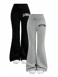 2 Piezas Leggings deportivos con estampado de letras para niñas