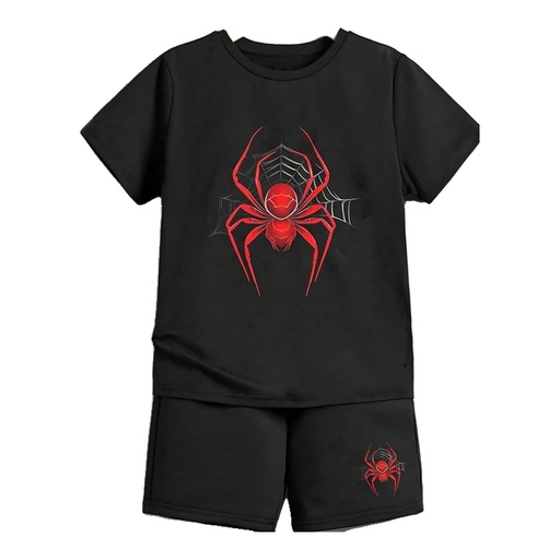Conjunto de niño: camiseta y short con estampado de araña