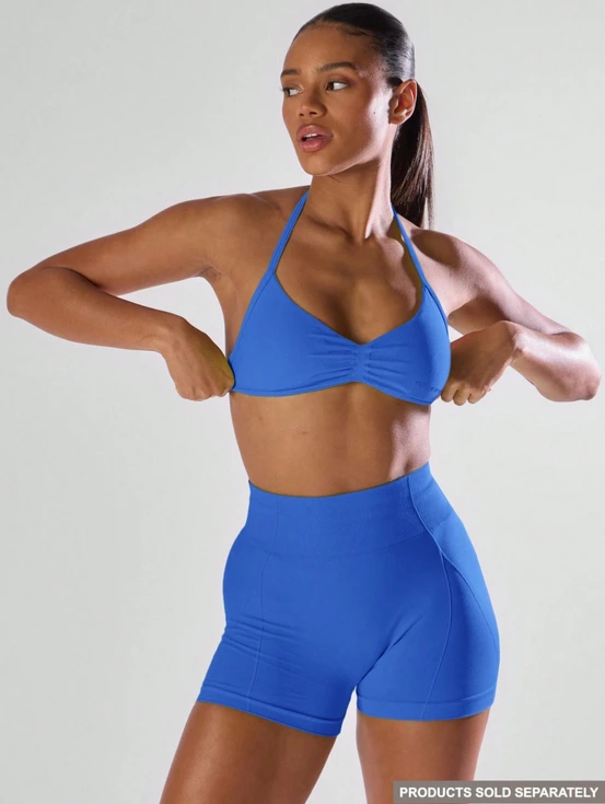 [st25030651232132300] Conjunto deportivo para mujer: Sujetador deportivo y shorts. (Azul)