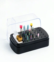 Organizador de 30 agujeros para brocas de uñas o pinceles, con cepillo de limpieza.