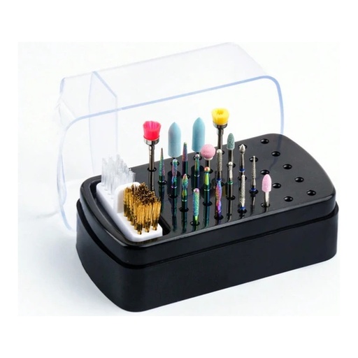 Organizador de 30 agujeros para brocas de uñas o pinceles