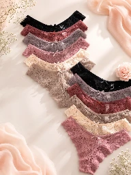 Set de 12 piezas Bragas de encaje elegantes y cómodas para dama