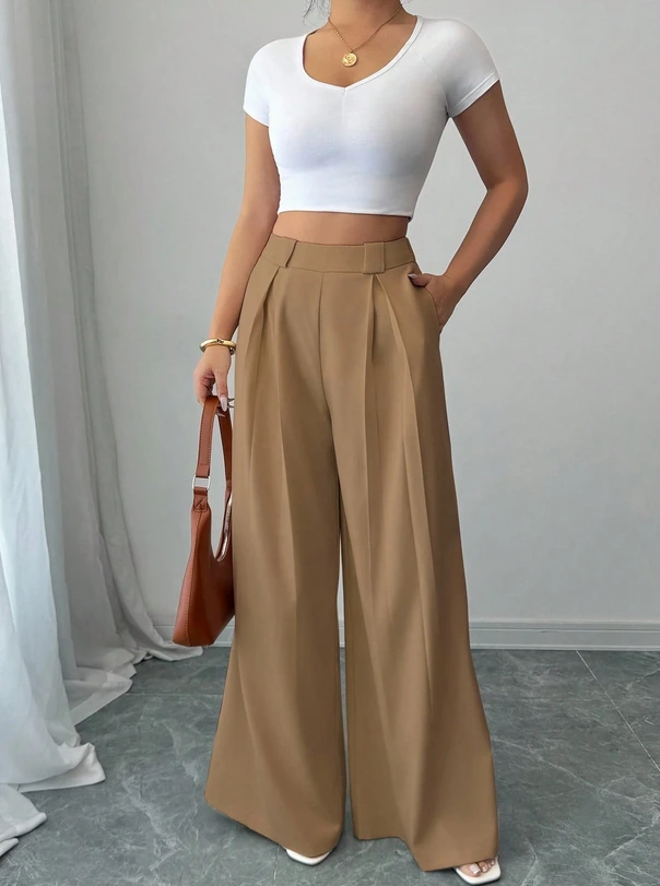 Culote Elegante Albaricoque de Cintura Alta