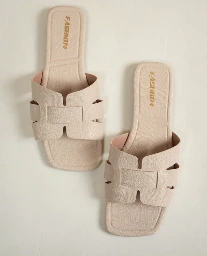 Sandalias planas de cuero genuino de unicolor para mujer