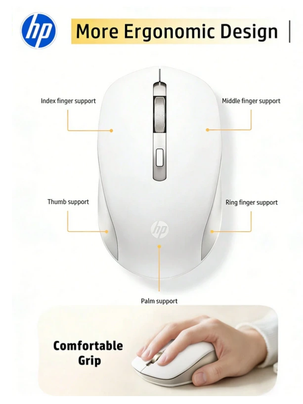 Ratón inalámbrico silencioso HP S1000 Plus, diseño portátil y lindo, conexión estable de 2.4GHz, plug and play USB, clic silencioso, adecuado para PC y portátil, regalo ideal para Halloween y Navidad