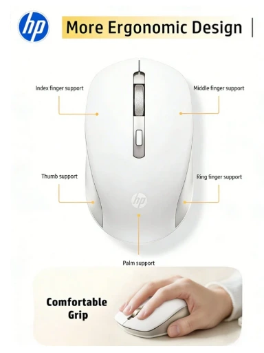 Mouse inalámbrico silencioso HP S1000 Plus, diseño portátil, conexión estable de 2.4GHz.