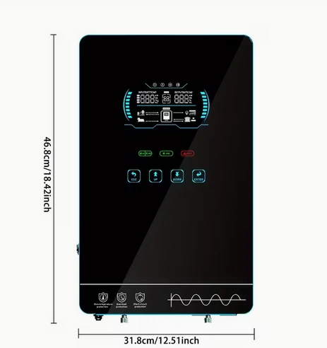 Inversor híbrido solar de 4000W DC24V 120VAC onda sinusoidal pura con arranque sin batería integrado, cargador solar MPPT de 140A, pantalla LCD de 6.25 pulgadas y botones táctiles.