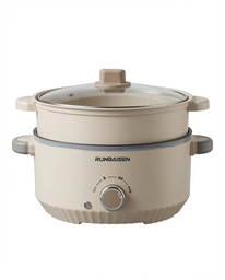 Olla Eléctrica Multifuncional RUNBAISEN 3.5L 118.35 oz Doble Capa Antiadherente con Vaporera Portátil para 2-5 Personas