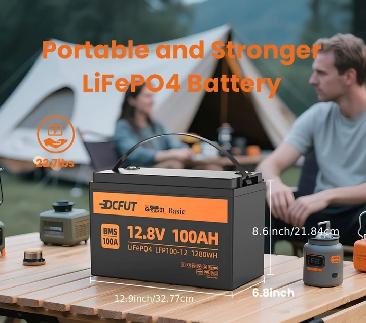 Batería Lifepo4 para motor de curricán de 12V 100Ah (Grupo 31), batería de litio de 12 voltios con protección para bajas temperaturas, hasta 15000 ciclos profundos, BMS de 100A.