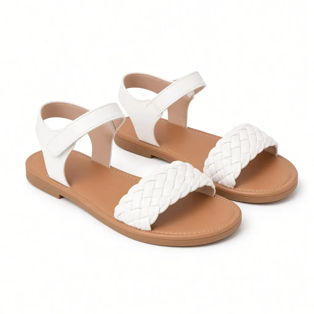 Sandalias blancas para niñas con correa ajustable de en el tobillo