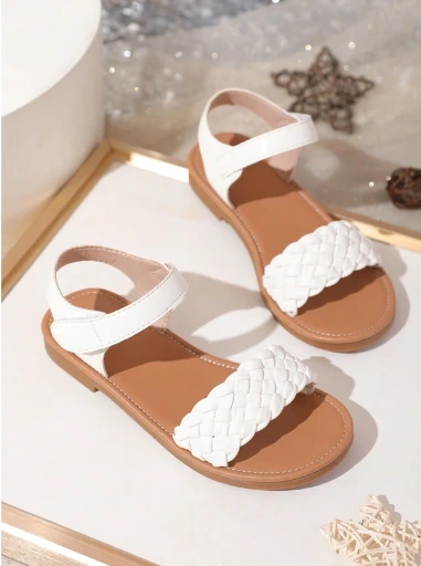Sandalias blancas para niñas con correa ajustable de en el tobillo