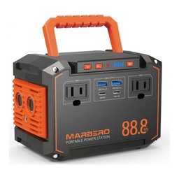 Estación de Energía Portátil MARBERO 88.8Wh – 2 Tomas CA, USB QC3.0/PD, Linterna LED y Compatible con Panel Solar 30W para Camping y Emergencias