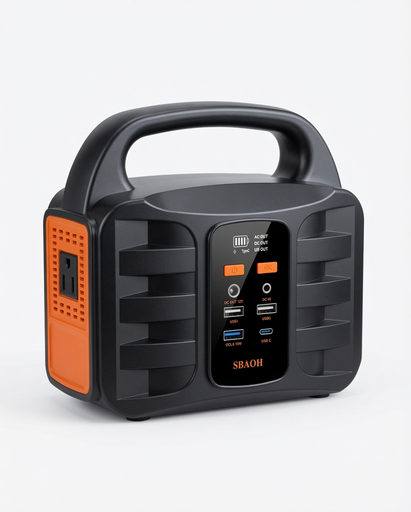 Estación de Energía Portátil SBAOH 300W 296Wh – Carga Rápida, Puerto USB-C, DC y Linterna LED para Camping y Emergencias (Naranja)
