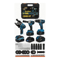 Kit Combinado 3 Herramientas Inalámbricas YHTOX 21V Brushless 6000mAh Taladro Percusión Impacto Amoladora con Batería y Cargador