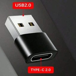 Adaptador hembra Tipo-C a macho USB 2.0, compatible con carga y sincronización de datos Android y Apple.