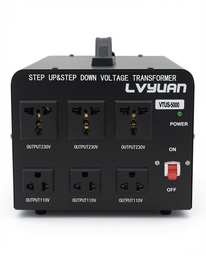 Transformador Convertidor de Voltaje LVYUAN 5000W Step Up/Step Down – 110V-120V a 220V-240V o Viceversa con 6 Tomas y Protección Automática