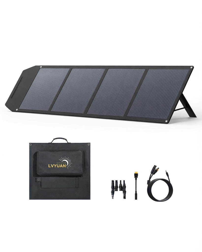 Kit de panel solar plegable portátil de alta eficiencia de 200W con soporte ajustable, cargador solar monocristalino para RV, van, camping, generador solar, laptop, uso doméstico de emergencia al aire libre, accesorios para automóvil, herramientas para tiendas de campaña, regalo de Navidad