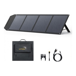 Panel Solar Portátil Plegable LVYUAN 200W – Alta Eficiencia Monocristalino con Soporte Ajustable, Bolsa y Cables para Camping, RV y Uso Doméstico