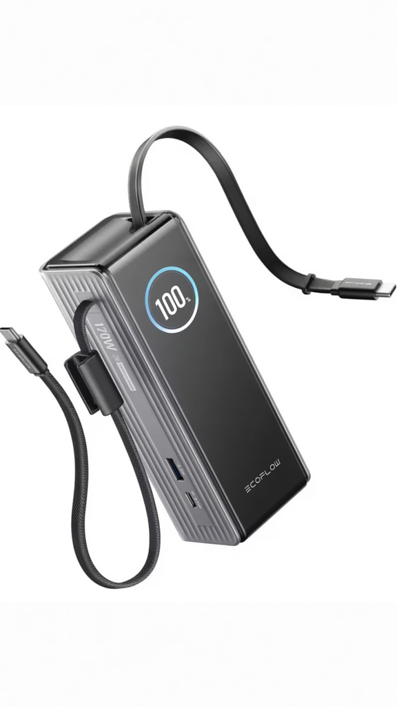 Batería Externa EcoFlow 25000mAh 170W Carga Rápida Doble USB-C 100W Pantalla TFT para Laptop y Móvil
