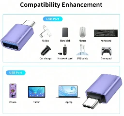 Adaptadores tipo Macho USB C a Hembra USB, Compatible con Apple y Android.