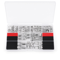Kit 150 Conectores Terminales de Cobre Anillo para Cables AWG 12-2 con Tubos Termorretráctiles