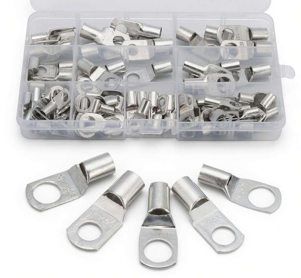 90 Piezas Terminales de Cable de Cobre SC6-25 – Conectores de Ojal / Cable Lugs para Crimpado, Terminales Eléctricos de Alta Conductividad