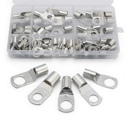 90 Piezas Terminales de Cable de Cobre SC6-25 – Conectores de Ojal / Cable Lugs para Crimpado, Terminales Eléctricos de Alta Conductividad