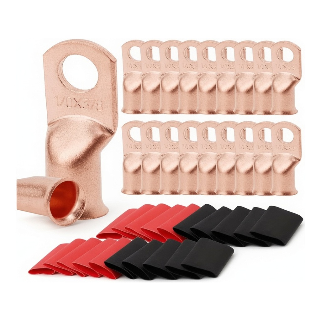Pack de 40 terminales de batería de cobre 1/0 AWG 3/8"