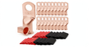 40 Piezas Terminales de Batería de Cobre 1/0 AWG - 3/8" + Fundas Termorretráctiles 4:1 (Rojo/Negro) – Bornes de Anillo para Cables de Alta Corriente