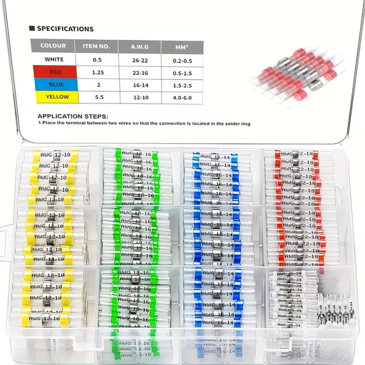 400 conectores autosoldables termorretráctiles para cables, empalmes aislados impermeables para uso marino, automotriz, camiones y botes