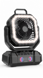 Ventilador Portátil Camping 40000mAh Recargable USB con Luz LED Temporizador para Exterior y Hogar